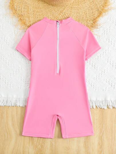 بدلة سباحة طباعة رقمية قطعة واحدة، مقاس صغير للبنات