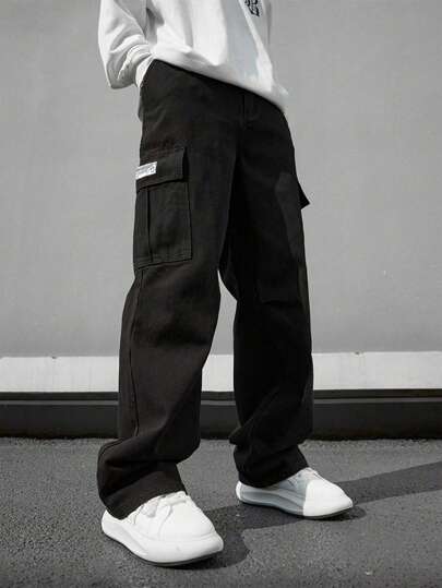 قطعة واحدة من بنطلون الحمل ذي اللون الأحادي القصير ذو الجيوب المتعددة للرجال موديل ربيع/صيف مناسب للشكل الرشيق، بنطلون كاجوال للشاطئ والعطلات والارتداء اليومي والتمارين والتنزه، بموديل مريح وأناقة الموضة الشارعية