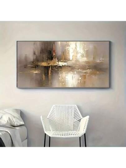 لوحة جدارية ذهبية تجريدية قماشية بدون إطار لغرف المعيشة والنوم لديكور المنزل