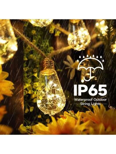 أضواء سلسلة شمسية خارجية بطول 26 قدم مع 16 مصباح غير قابل للكسر، 8 أوضاع إضاءة حبال قديمة LED أضواء الصالة الخارجية، أضواء معلقة مقاومة للماء لديكور الشرفة والحديقة والمقهى والمطعم الصغير، لون أبيض دافئ