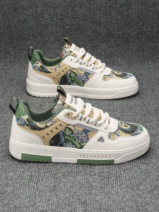 حذاء كانفاس كاجوال بطبعة غرافيتي عشوائية منمقة لرياضة التزلج، خفيف الوزن ومريح مع أربطة سميكة، لأسلوب الشارع مناسب للمراهقين وطلاب الجامعة