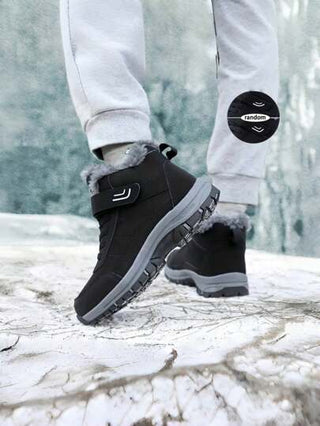 بوت ثلج شتوية دافئة مانعة للانزلاق للرجال، ذات بطانة مبطنة بفراء، أنيقة للزوجين، بتبطين سميك