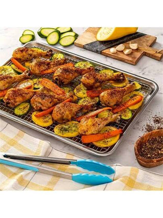 طقم صينية خبز من الصلب المقاوم للصدأ مع رف التبريد، صينية خبز مضادة للصدأ، حواف سميكة، مناسبة لهدايا الطبخ والخبز، هدايا عيد الميلاد