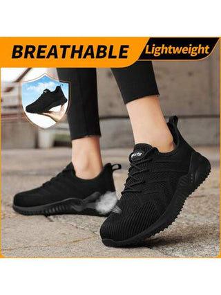 أحذية حماية الأصبع من الصلب للنساء، أحذية صناعية وبناء آمنة، خفيفة الوزن، مريحة، مضادة للانزلاق، آمنة للعمل والرياضة، ماصة للصدمات ومقاومة للثقب، أحذية غير قابلة للتدمير