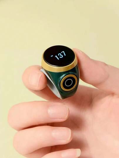 جهاز عد إلكتروني بشاشة إلكترونية تعمل باللمس مع إضاءة ليلية قابل للشحن، جهاز عد اليدوي بشكل حلقة قياس 1 حبة