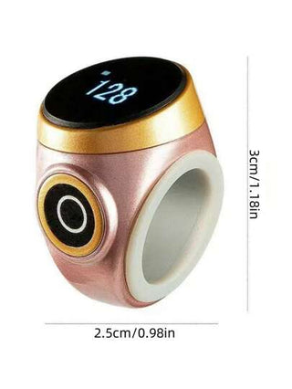 جهاز عد إلكتروني بشاشة إلكترونية تعمل باللمس مع إضاءة ليلية قابل للشحن، جهاز عد اليدوي بشكل حلقة قياس 1 حبة