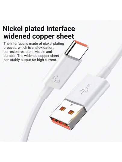 كابل شحن سريع من USB A إلى USB نوع C، 6A، 1 حزمة، طول 3.3 قدم/6.6 قدم، متوافق مع هواتف سامسونج جالاكسي S24/S23/S22/S21/S20/S10E، ملاحظة 20/10 والهواتف الذكية، كابل شحن وبيانات سريع لشاحن USB نوع C للموبايل