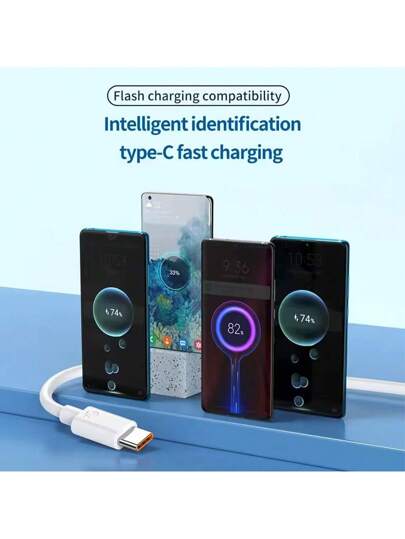 كابل شحن سريع من USB A إلى USB نوع C، 6A، 1 حزمة، طول 3.3 قدم/6.6 قدم، متوافق مع هواتف سامسونج جالاكسي S24/S23/S22/S21/S20/S10E، ملاحظة 20/10 والهواتف الذكية، كابل شحن وبيانات سريع لشاحن USB نوع C للموبايل