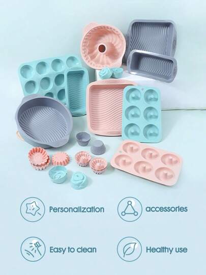 مجموعة أدوات الخبز المصنوعة من السيليكون، مكونة من 30 قطعة - لخبز الكعك والخبز والكعك المحمص والموس والكعك الدائري والكعك الصغير، مقاومة للحرارة والبرودة، ضرورية للخبز