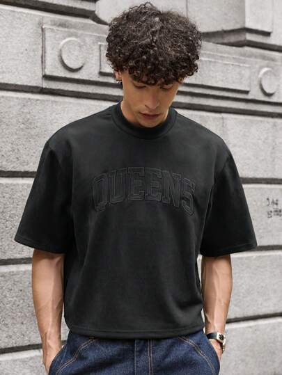 SWAVVY بلوزة تي شيرت رجالية مصنوعة من الصوف بتصميم فضفاض وفتحات أكمام قصيرة، تصميم أنيق يناسب الارتداء اليومي لفصل الصيف والمدارس