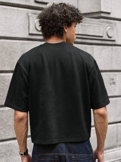 SWAVVY بلوزة تي شيرت رجالية مصنوعة من الصوف بتصميم فضفاض وفتحات أكمام قصيرة، تصميم أنيق يناسب الارتداء اليومي لفصل الصيف والمدارس