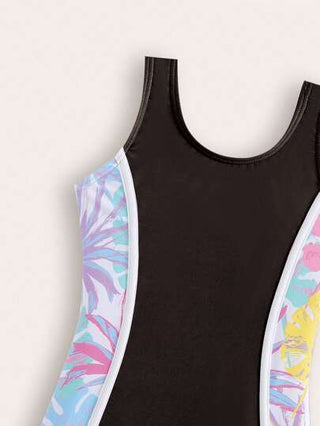 بدلة سباحة حديثة قطعة واحدة للفتيات ذات طبعة ملونة