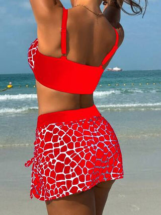 Swim Vcay 3 قطعة/مجموعة ملابس سباحة بكيني ذات طبعات عشوائية للشاطئ في العطلات