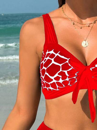 Swim Vcay 3 قطعة/مجموعة ملابس سباحة بكيني ذات طبعات عشوائية للشاطئ في العطلات