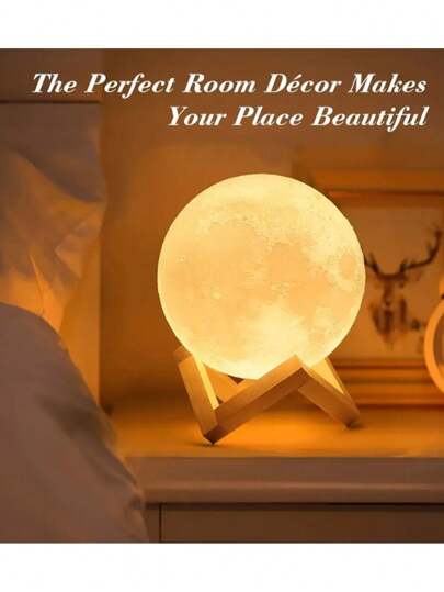 قطعة واحدة, ضوء القمر ثلاثي الأبعاد مع قاعدة, إضاءة البيئة الجانبية للقمر, مصباح ليلي ضوء القمر, يعمل بالبطارية, ديكور المنزل إضاءة النوم LED, هدية عيد الميلاد, مناسب للخطبة, الزفاف الرومانسي, رأس السنة, ديكورات المنزل, غرفة النوم, غرفة المعيشة,...