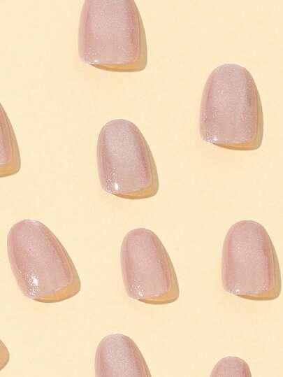 24 قطعة من أظافر الأكريليك الوردية الناعمة المحددة بألوان الأومبير، أظافر اصطناعية كاملة بألوان لامعة ولامعة، طقم للنساء والفتيات