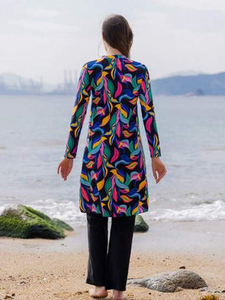 طقم من قطعتين بأكمام طويلة وبنطال طويل على الطراز الشرق أوسطي ، بدلة سباحة محتشمة للنساء، ملابس شاطئية للصيف