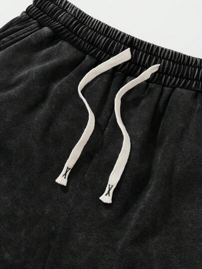 مجموعة من 2 قطعة ملابس علوية كاجوال بغطاء للرأس و صدرية بلا أكمام مع شورت أسود مكسو تأثير بالغسل والتمزيق، لارتداء الربيع والصيف، ملابس الشارع