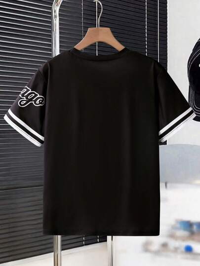 تي شيرت كاجول للاستخدام اليومي للمراهقين، رقبة دائرية، أكمام قصيرة، طباعة شعار شيكاغو 23، موسم الربيع/الصيف