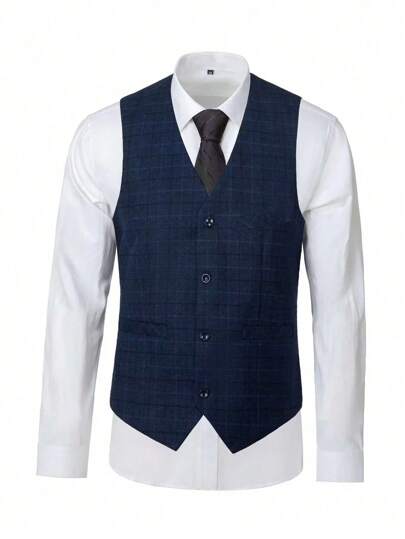 بدلة رجالية كاروهات بقص نحيف مكونة من قطعتين أزرار، بدلة كاملة 3 قطع (بليزر، سترة صدرية، وبنطلون) للحفلات والزفاف باللون الأزرق الأرجواني، مقاسات من XS إلى 3XL