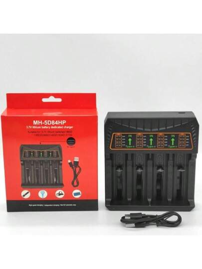 شاحن عالمي 18650 عدد 2/4 فتحة - شحن سريع للبطاريات الليثيوم 21700/26650/18500/16340/14500 وغيرها ، إغلاق تلقائي للسلامة ، للاستخدام في المنزل والسفر