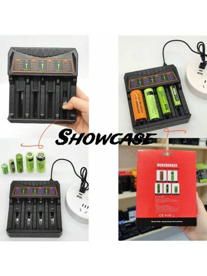 شاحن عالمي 18650 عدد 2/4 فتحة - شحن سريع للبطاريات الليثيوم 21700/26650/18500/16340/14500 وغيرها ، إغلاق تلقائي للسلامة ، للاستخدام في المنزل والسفر