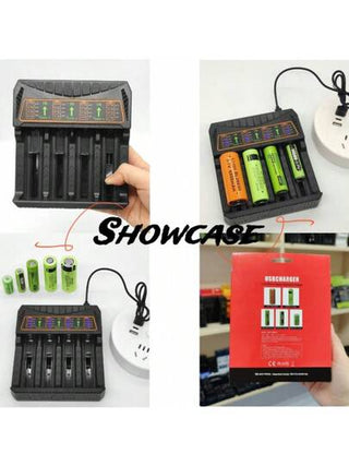 شاحن عالمي 18650 عدد 2/4 فتحة - شحن سريع للبطاريات الليثيوم 21700/26650/18500/16340/14500 وغيرها ، إغلاق تلقائي للسلامة ، للاستخدام في المنزل والسفر