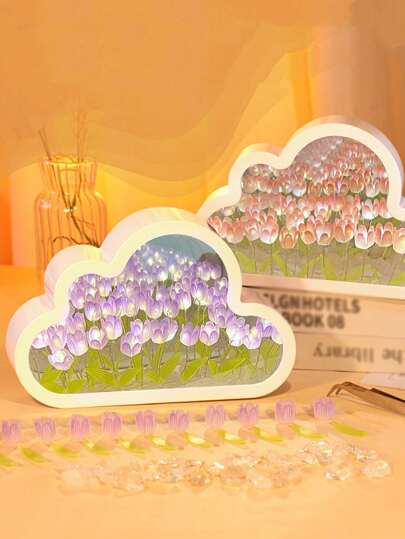 1 قطعة ضوء ليلي بشكل زهرة التوليب السحابي DIY ، 20 زهرة توليب ، تصميم مرآة سحابي ، يعمل بالبطارية ، إضاءة أجواء زهرية DIY ، ديكور المنزل في غرفة المعيشة ، ديكور الطاولة ، ديكور غرفة البنات ، هدية للحبيبة ، ديكور الزفاف ، حفلة العطلات