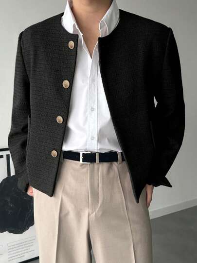 DAZY جاكيت رجالية كاجوال بسيطة للتنقل باللون الأسود