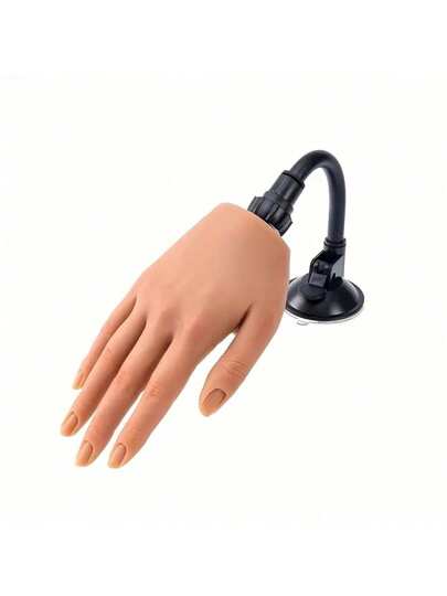 قطعة واحدة من نموذج اليد المرنة من السيليكون لممارسة فن الأظافر مع مفاصل متحركة وألواح أظافر قابلة للفك، أداة تدريب للمناكير