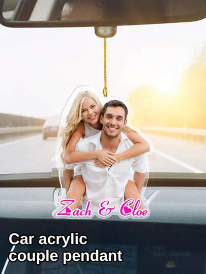 1/2 إطار صور سيارة مُعلَّق قابل للتخصيص، قلادة اسم شخصية للسيارة كملحقات، زخرفة السيارة المخصصة، ملحقات زينة السيارة قابلة للتخصيص، ملحقات داخلية لتزيين السيارة، هدية لعرض الصور في المرآة الخلفية، هدايا حفلات عيد الحب، ديكور عيد الحب، هدايا عيد الفصح، هدا
