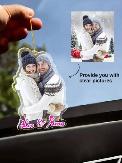 1/2 إطار صور سيارة مُعلَّق قابل للتخصيص، قلادة اسم شخصية للسيارة كملحقات، زخرفة السيارة المخصصة، ملحقات زينة السيارة قابلة للتخصيص، ملحقات داخلية لتزيين السيارة، هدية لعرض الصور في المرآة الخلفية، هدايا حفلات عيد الحب، ديكور عيد الحب، هدايا عيد الفصح، هدا