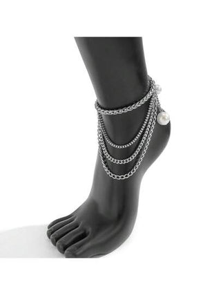 قطعة واحدة من الإكسسوار المعدني المزين بالتعليقات على شكل شرابات للكاحل، إكسسوار أحذية للنساء مزين بتعليقات الخرز المزيف