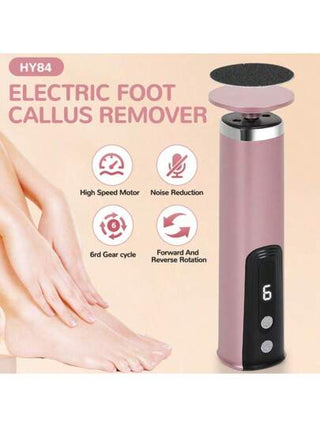 مبراة قدم كهربائية، مجموعة قابلة لإعادة الشحن عبر USB مع 10 رؤوس تجليخ، 10 ملصقات تجليخ خشنة، 10 ملصقات تجليخ ناعمة، مبراة أظافر محمولة لعناية اليدين في المنزل
