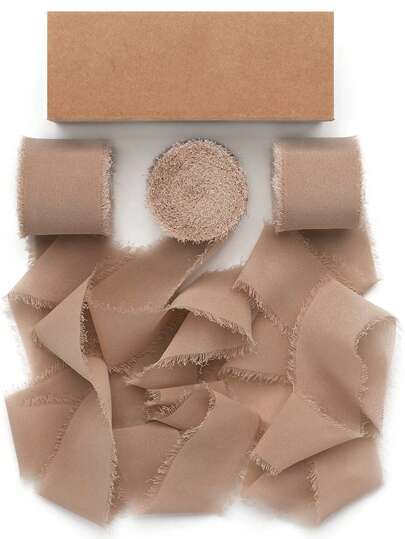 1 لفة من شريط الشيفون بمقاس 4* 500 سم ، شريط هدايا بني داكن ، للزفاف وعيد الميلاد وحفلات الاستحمام والكشف عن جنس الجنين والأزهار والباقات والهدايا والحفلات والدبلومات وأعمال DIY