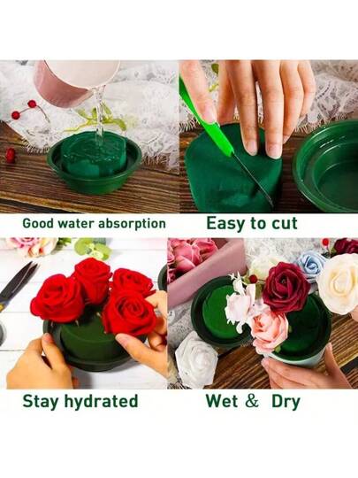 1/2 عبوة من رغوة الأزهار الجافة الخضراء على شكل نصف كرات - رغوة حرفية سهلة القطع لترتيبات DIY ، الأعراس والحفلات، ديكور المنزل - رغوة أزهار موسمية لتجميع النباتات الصناعية