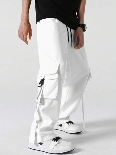 Manfinity EMRG بنطلون كاجول رجالي ذو جيوب على الجوانب واسترخاء في التصميم وخصر بهاب