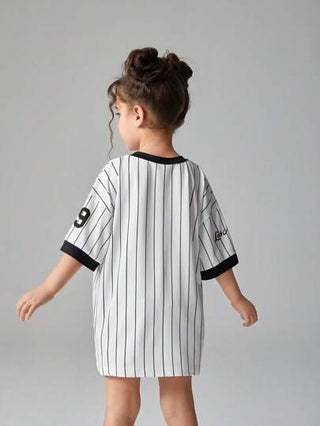تيشيرتات بناتي Streecool Kids فتيات (مقاس صغير) تي شيرت كاجوال بأكمام قصيرة مطبوع عليه حرف ورقم، منقوشة بألوان سادة معرضة