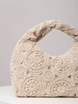 حقيبة يد نسيجية مزخرفة مفرغة للنساء، حقائب شاطئية بوهو ، حقيبة يد منقوشة عالية الجودة، محفظة قش عطلة نهاية الأسبوع ، ضروريات العطلات (النمط عشوائي)