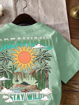 SHEIN تي شيرت تي شيرت قصير الأكمام بياقة مستديرة كاجوال للأولاد، مناسب للصيف