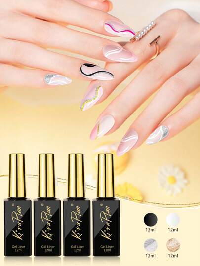 2 قطعة/4 قطع 12 مل طلاء جيل لأظافر احترافي فائق اللمعان معدني مطفي ذهبي فضي أبيض أسود سيملس دائم مقاوم للأشعة فوق البنفسجية لفن أظافر الجل