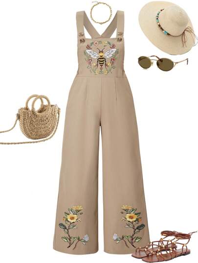 تيشيرتات بناتي جمبسوت قفزة ذات خط واسع بنقشة النحل للبنات المراهقات