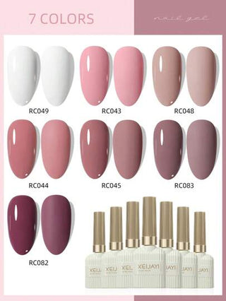 XEIJAYI مجموعة ألوان موف وزهري 15مل لطلاء الأظافر ب-7 ألوان لصالونات الأظافر، مقاوم للنقع تحت أشعة الأشعة فوق البنفسجية والصمام الثنائي، مناسب للبنات