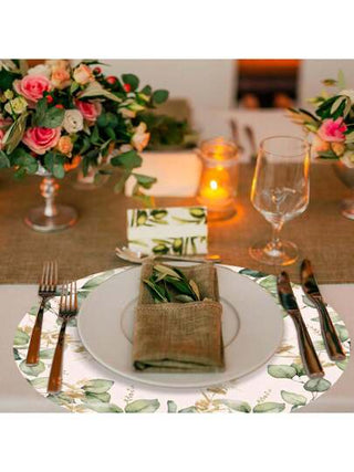 10 قطع من بطانات طاولة من الورق المستدير بورق النبات الأرومي، بلون رمادي مائل للخضرة، أطباق ورقية ذات استخدام لمرة واحدة للطاولة، المطبخ، حفلات الزفاف الريفية، المناسبات، الحمام، وحفلات أعياد الميلاد