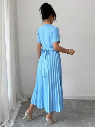 فساتين حريمي Elenzga فستان مطوي مزين بربطة للنساء بتصميم سباق الخيول ديربي، مناسب للذهاب إلى العمل والعطلات، للربيع والصيف