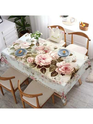 قطعة مفرش طاولة أنيق زهري للربيع، مصنوع من بوليستر مقاوم للماء والزيت، مثالي لتزيين الحفلات والنزهات والمآدب، ديكور منزلي للربيع