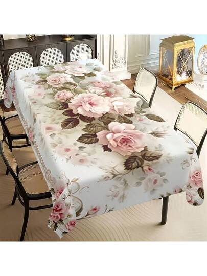 قطعة مفرش طاولة أنيق زهري للربيع، مصنوع من بوليستر مقاوم للماء والزيت، مثالي لتزيين الحفلات والنزهات والمآدب، ديكور منزلي للربيع