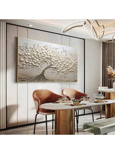 طباعة لوحة فنية تجريدية مسطحة حديثة للأشجار على قماش لا يوجد إطار، فن تصميمي بسيط للأشجار البنية، ديكور حائط معاصر لغرفة المعيشة والنوم والمطبخ بدون إطار