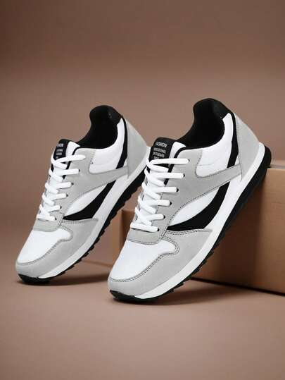 أحذية رياضية كاجوال عصرية بنعل مسطح مناسبة للرجال، ملائمة للخروجات الرياضية اليومية الكاجوال