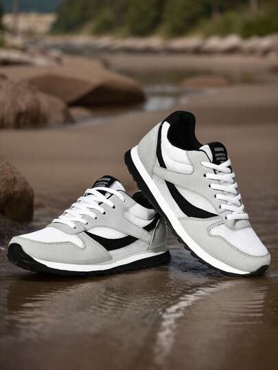 أحذية رياضية كاجوال عصرية بنعل مسطح مناسبة للرجال، ملائمة للخروجات الرياضية اليومية الكاجوال